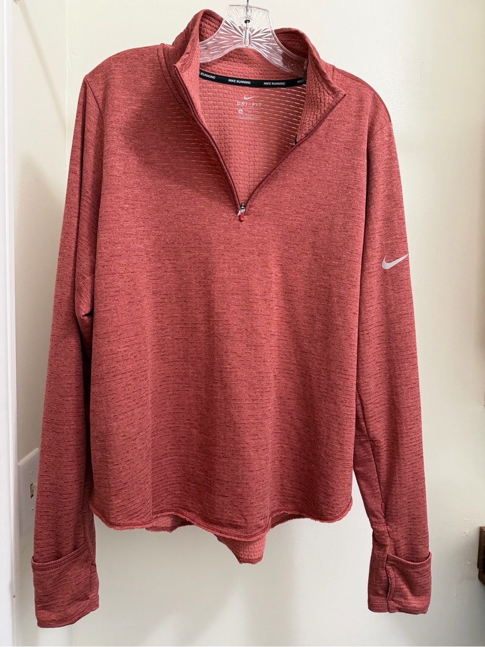 Nike Women’s Quarter-Zip Pullover Sweater in Rust